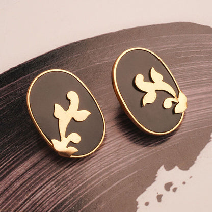 Suhani Pittie Black Sin City 22k Gold Plated Brocade Earrings