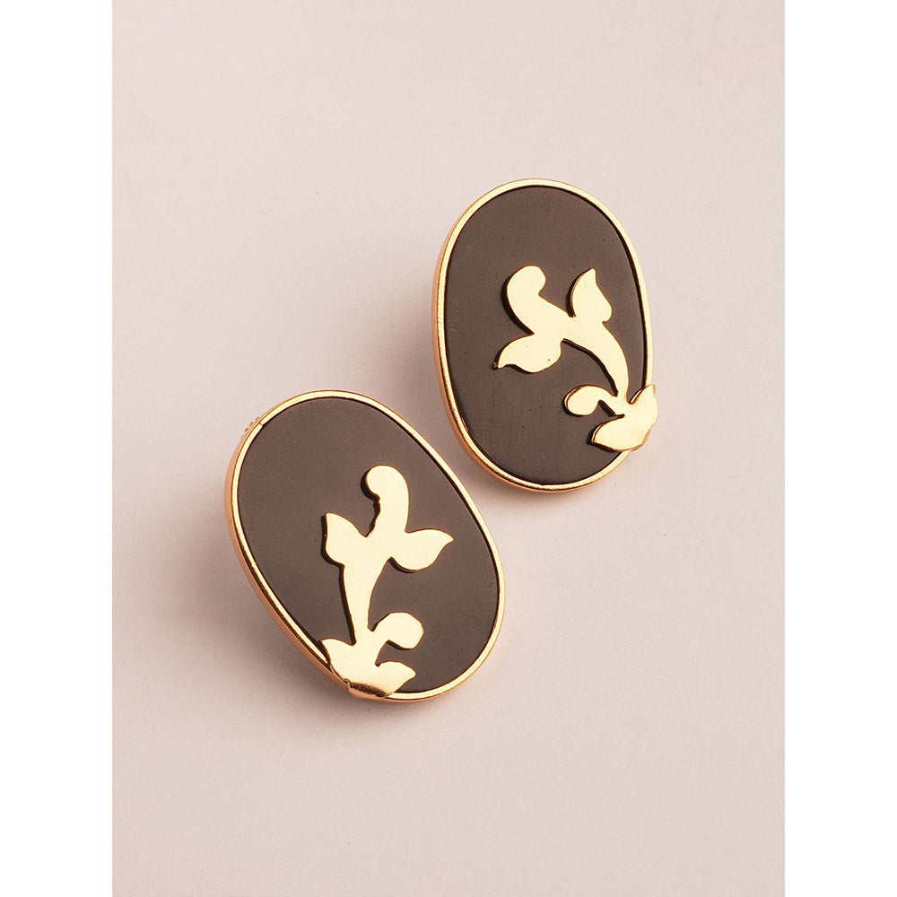 Suhani Pittie Black Sin City 22k Gold Plated Brocade Earrings