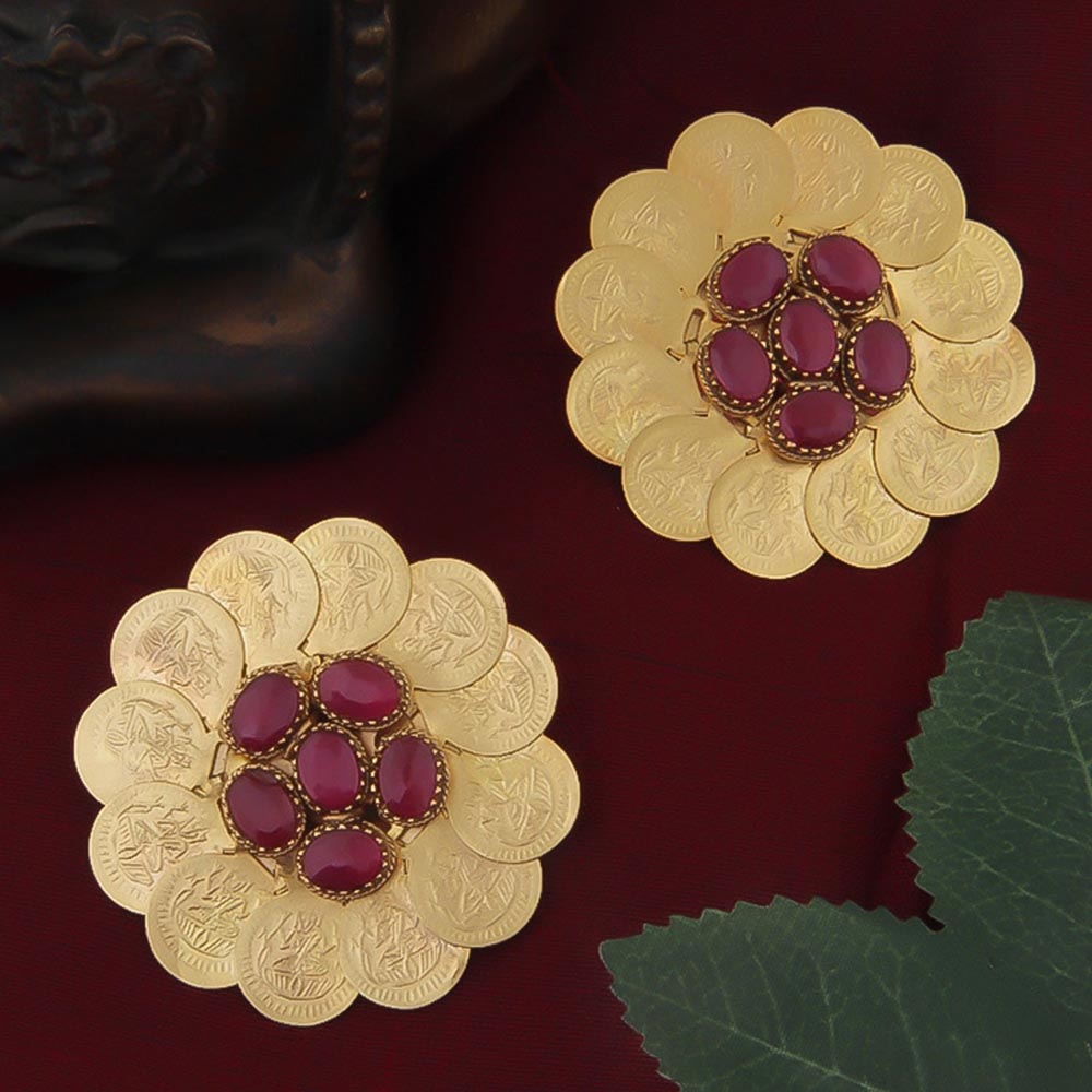 Suhani Pittie Euby Toned Crystals Gold Coin Earrings