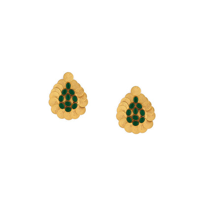 Suhani Pittie Gold teardrop earrings with green crystals