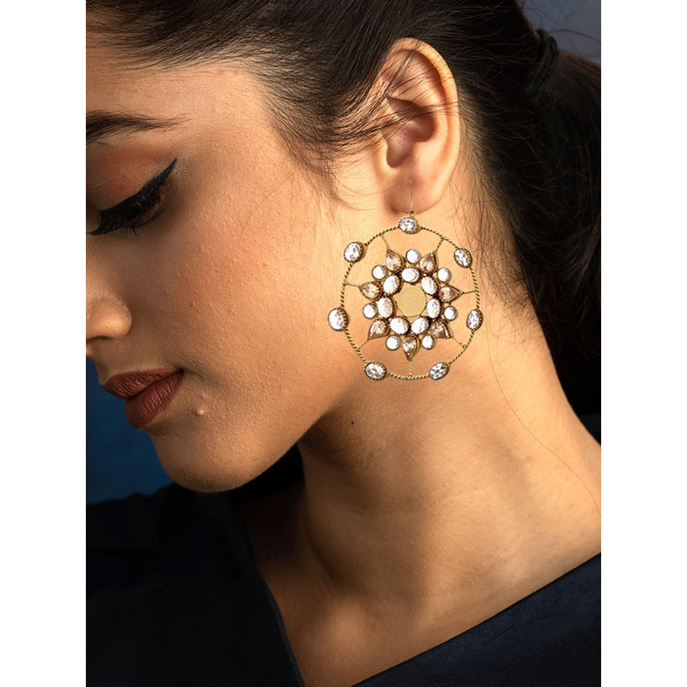 Suhani Pittie Gold kaleidoscope crystal spiderweb Drop earrings