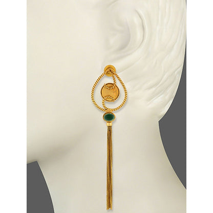 Suhani Pittie Gold Shield coin motif Drop earrings with tassles