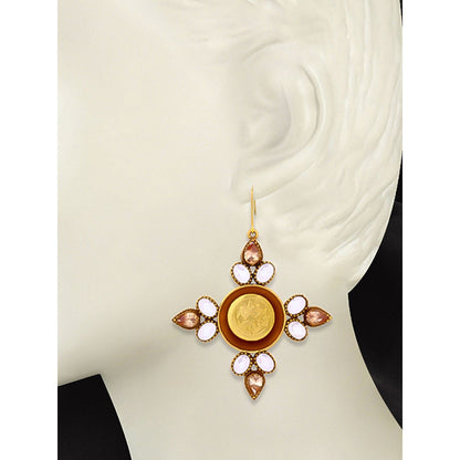 Suhani Pittie Gold coin motif and crystal dangling earrings