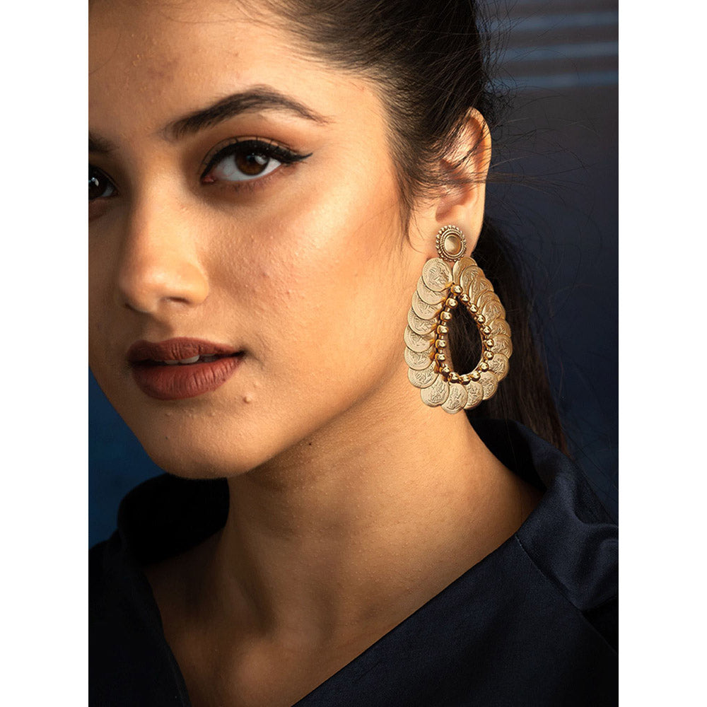 Suhani Pittie Gold coin motif and surya Drop earrings