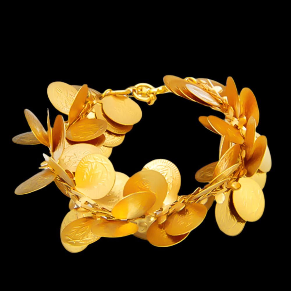 Suhani Pittie gold coin leaf twist cuff bracelet