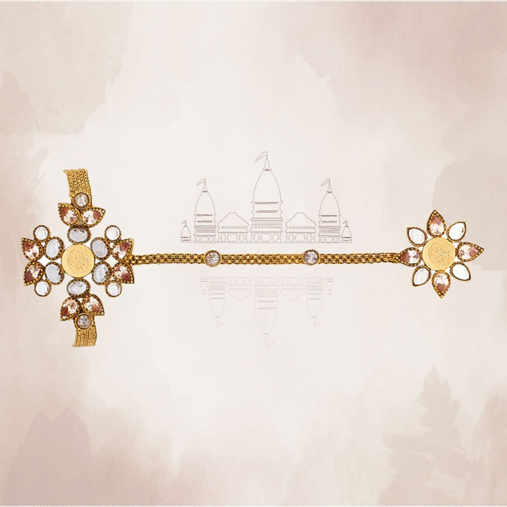 Suhani Pittie Gold Haathphool with coin and floral design crystals
