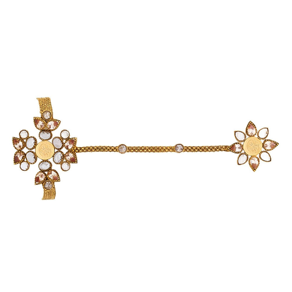 Suhani Pittie Gold Haathphool with coin and floral design crystals