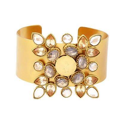 Suhani Pittie Gold Snowflake cuff with coin and crystals