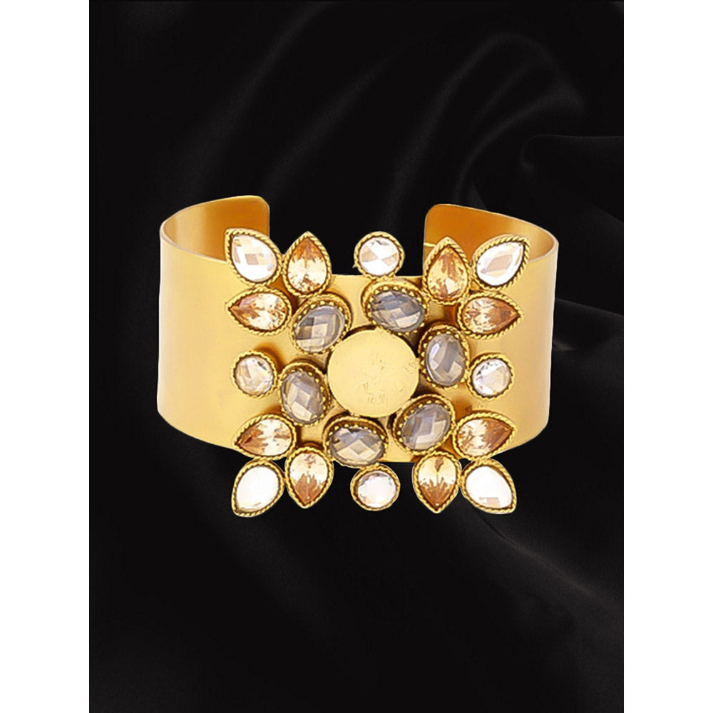 Suhani Pittie Gold Snowflake cuff with coin and crystals
