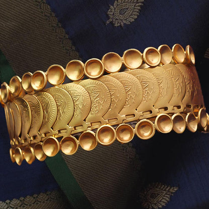 Suhani Pittie Gold coin and pod layered bangle hand cuff