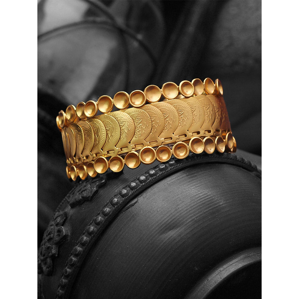 Suhani Pittie Gold coin and pod layered bangle hand cuff