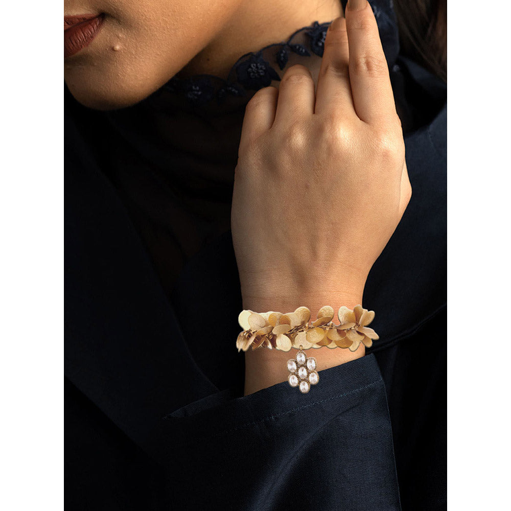 Suhani Pittie Gold coin cluster cuff with crystal flower charm