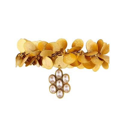 Suhani Pittie Gold coin cluster cuff with crystal flower charm