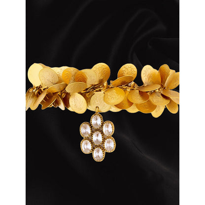 Suhani Pittie Gold coin cluster cuff with crystal flower charm