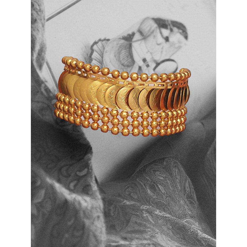 Suhani Pittie Gold coin overlay bracelet cuff with ball link embellishment