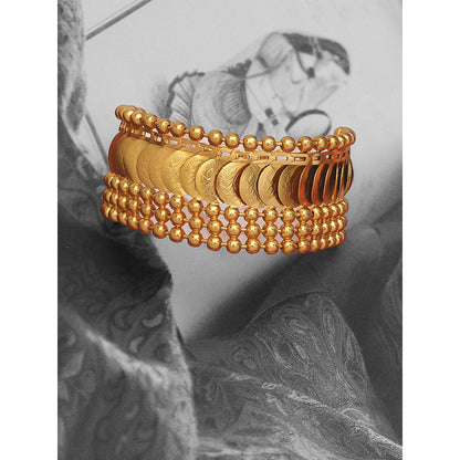 Suhani Pittie Gold coin overlay bracelet cuff with ball link embellishment