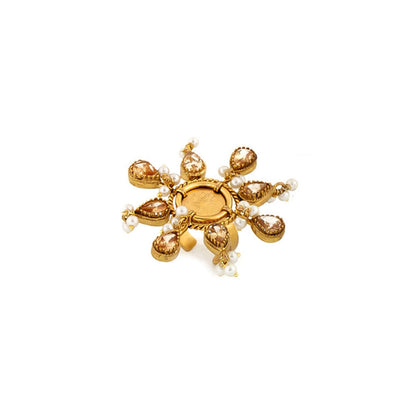 Suhani Pittie Golden sun ring with crystals and coin center