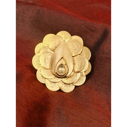 Suhani Pittie Gold coin cluster peacock ring with crystal