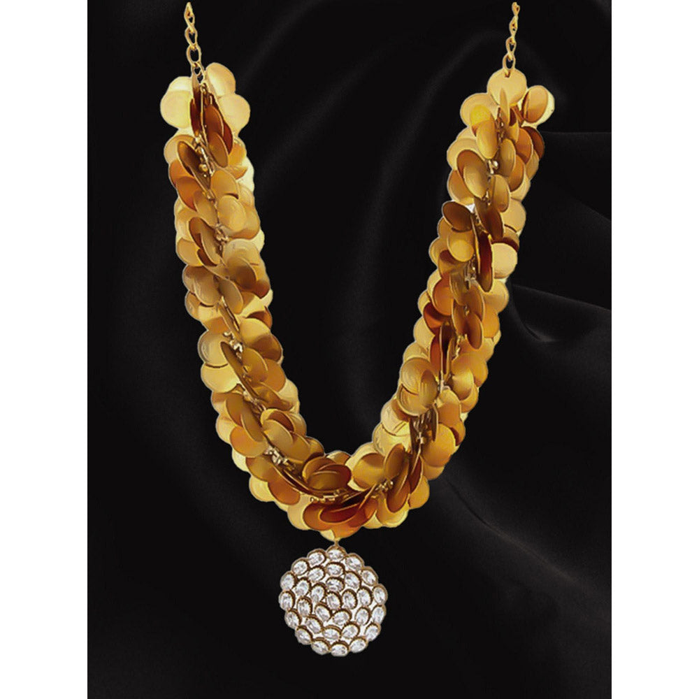 Suhani Pittie Gold coin cluster neckpiece with crystal pendant