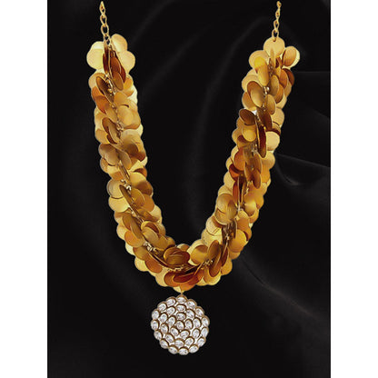 Suhani Pittie Gold coin cluster neckpiece with crystal pendant