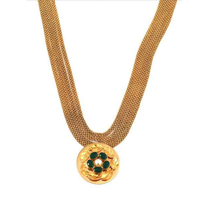 Suhani Pittie Gold Foliage necklace with green crystal pendant