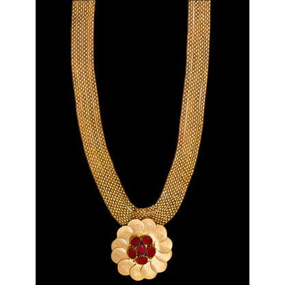 Suhani Pittie Gold coin necklace with red crystal pendant