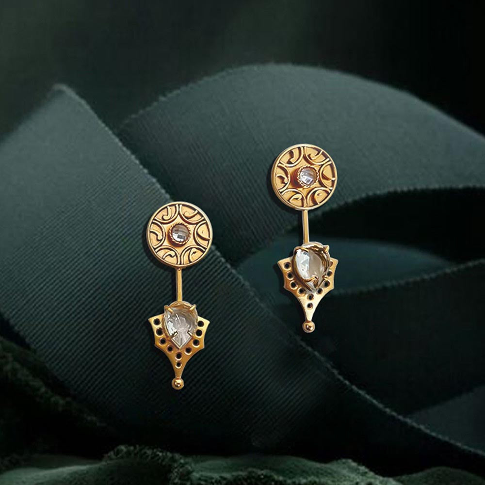 Suhani Pittie White Crystal Lux 22K Gold Plated Earrings