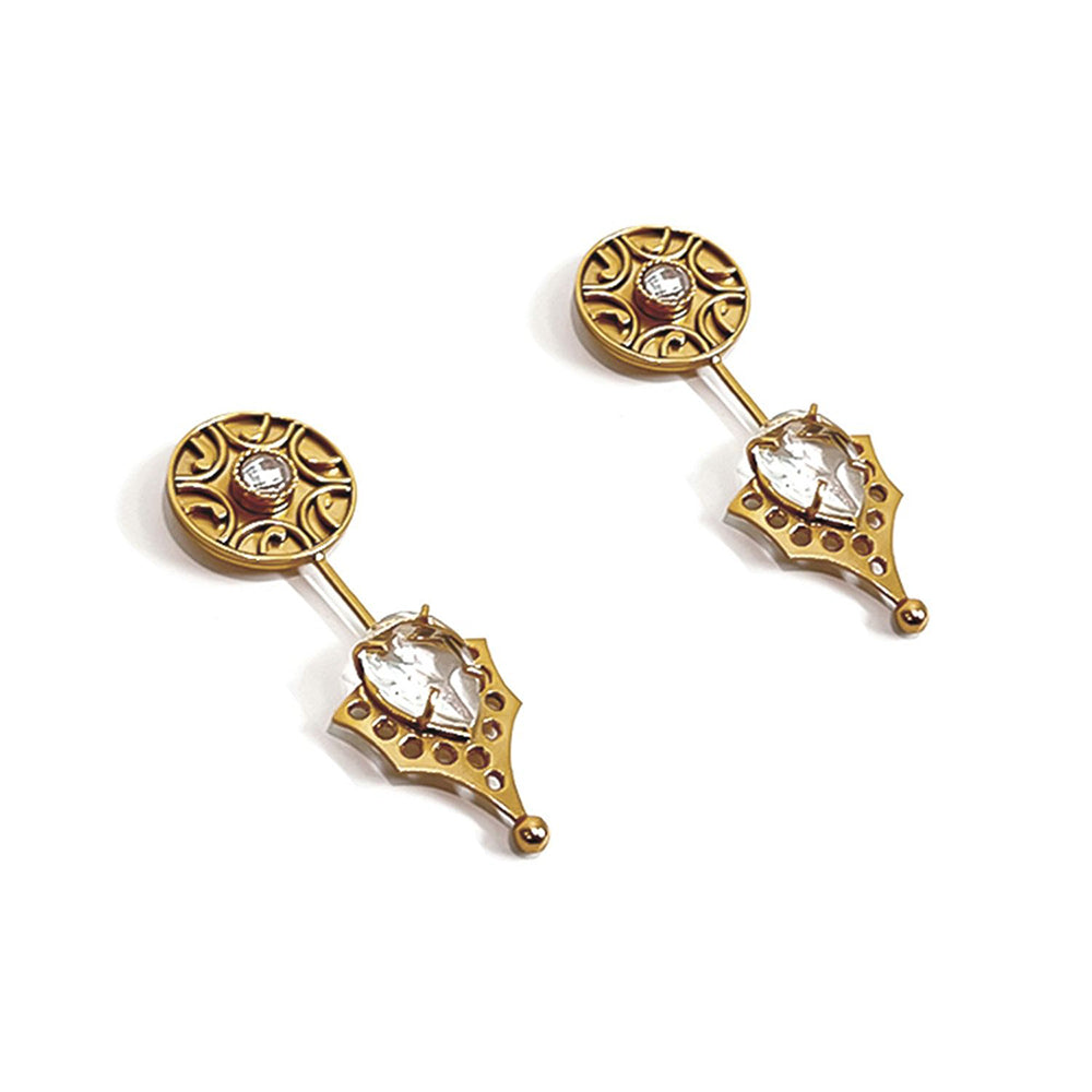 Suhani Pittie White Crystal Lux 22K Gold Plated Earrings