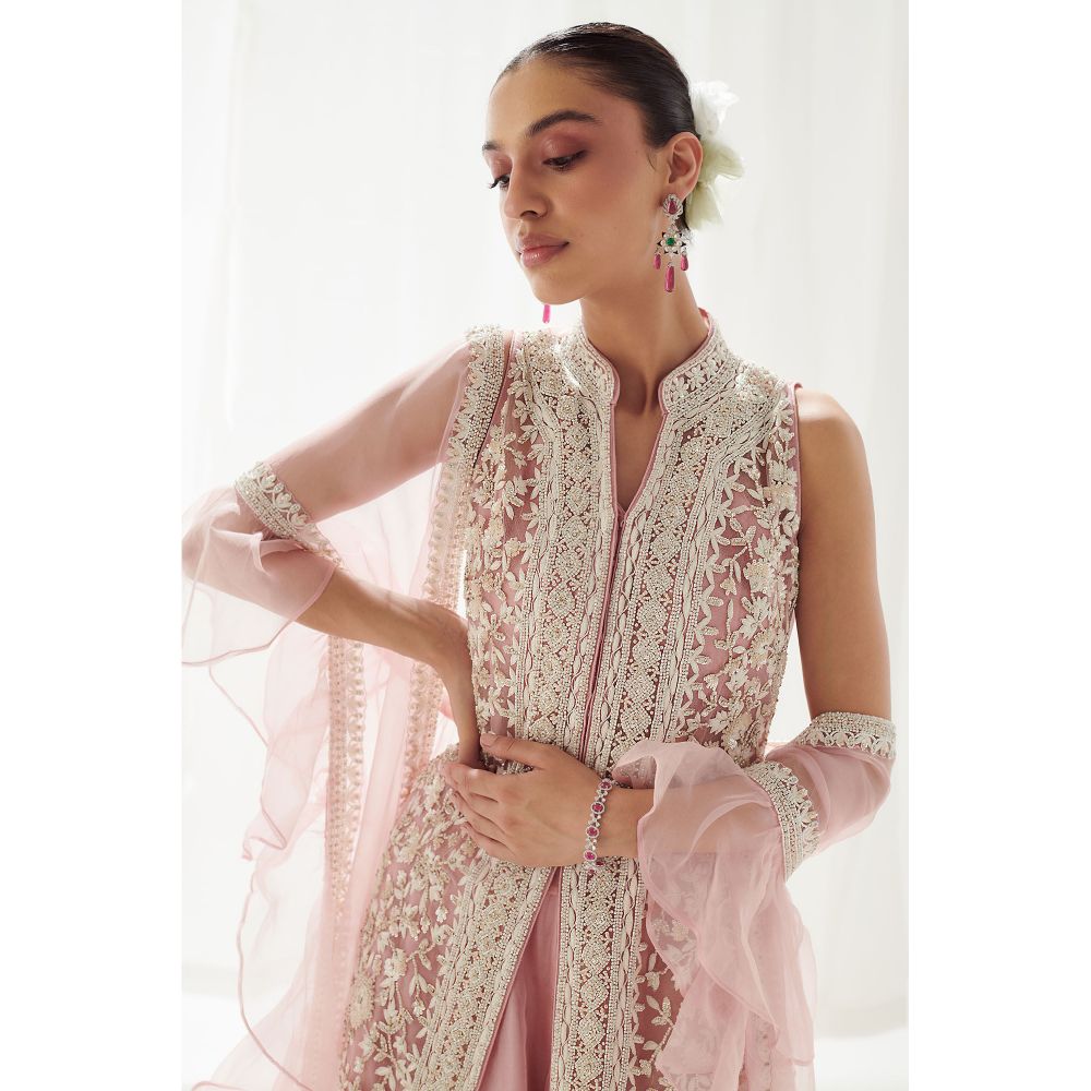 SUHINO Pink Kurta Sharara with Inner & Dupatta (Set of 4)