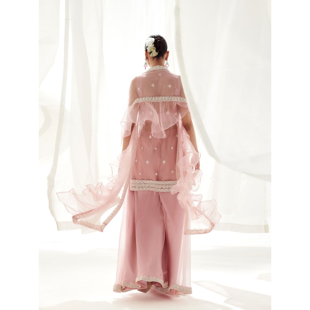 SUHINO Pink Kurta Sharara with Inner & Dupatta (Set of 4)