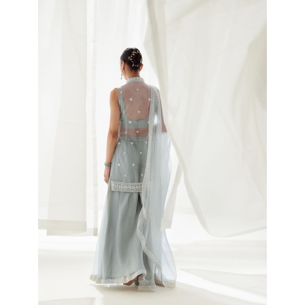 SUHINO Grey Kurta Sharara with Inner & Dupatta (Set of 4)