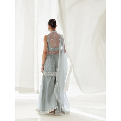 SUHINO Grey Kurta Sharara with Inner & Dupatta (Set of 4)