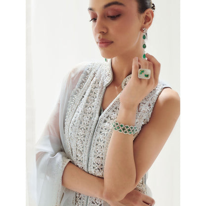 SUHINO Grey Kurta Sharara with Inner & Dupatta (Set of 4)