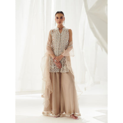 SUHINO Beige Kurta Sharara with Inner & Dupatta (Set of 4)