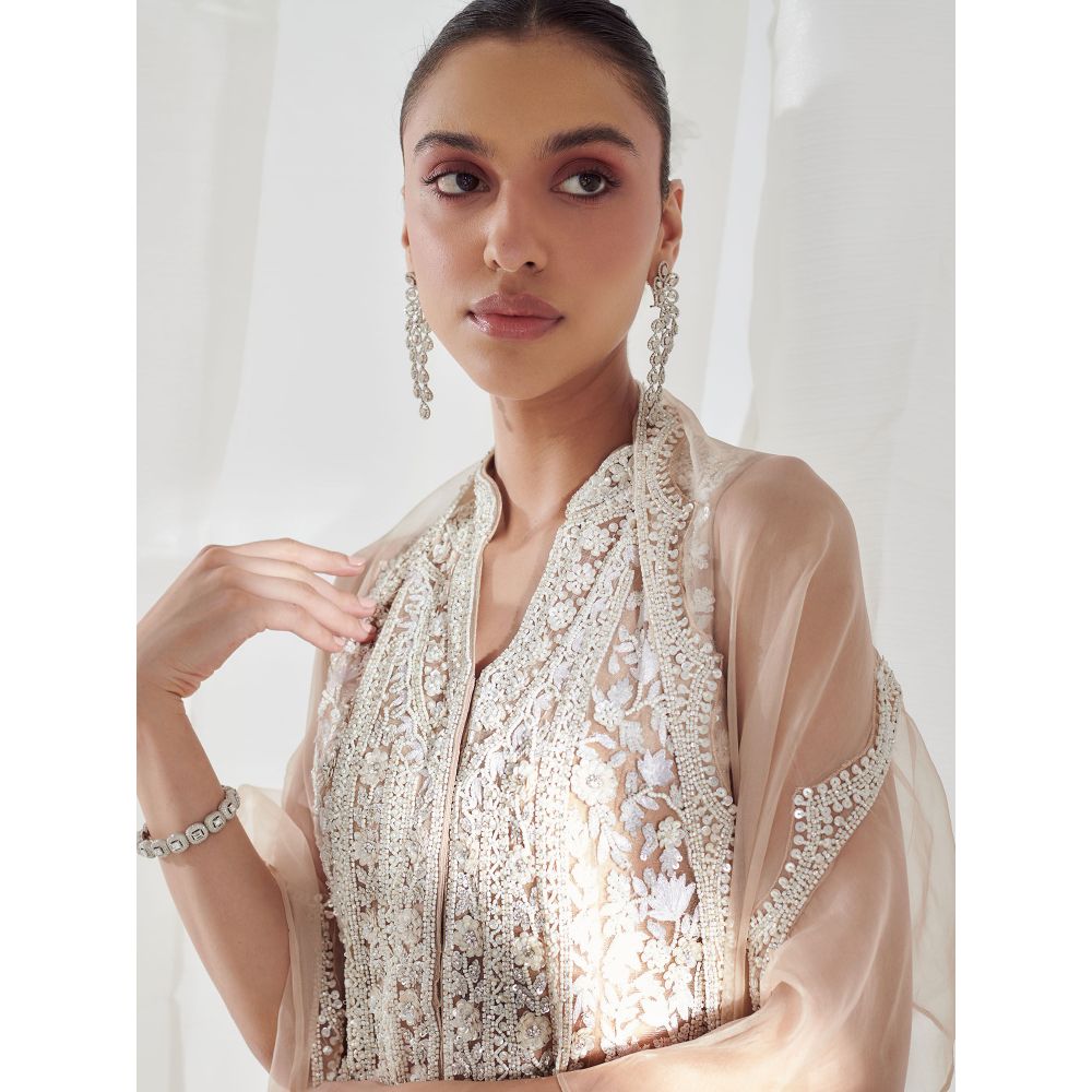 SUHINO Beige Kurta Sharara with Inner & Dupatta (Set of 4)