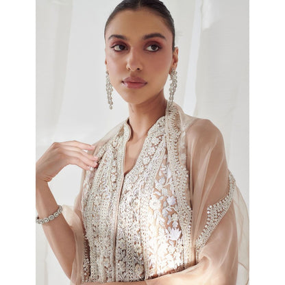 SUHINO Beige Kurta Sharara with Inner & Dupatta (Set of 4)