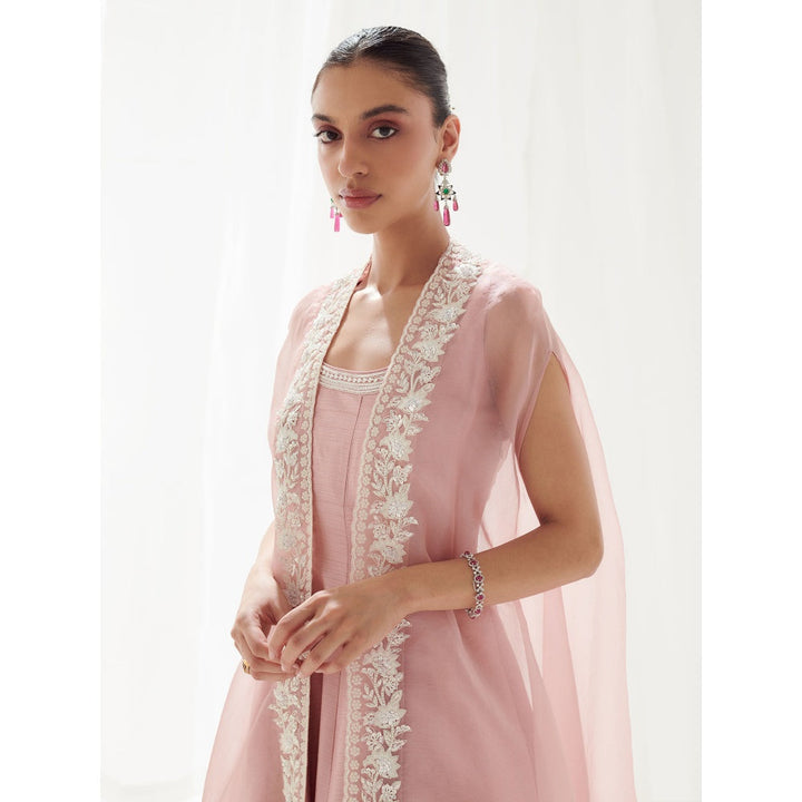 SUHINO Pink Anarkali with Cape (Set of 2)