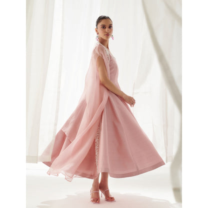 SUHINO Pink Anarkali with Cape (Set of 2)