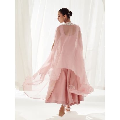 SUHINO Pink Anarkali with Cape (Set of 2)