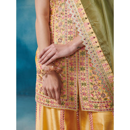 SUHINO Front Open Kurta Gharara & Dupatta (Set of 3)