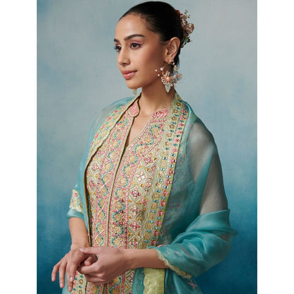 SUHINO Front Open Kurta Gharara & Dupatta (Set of 3)