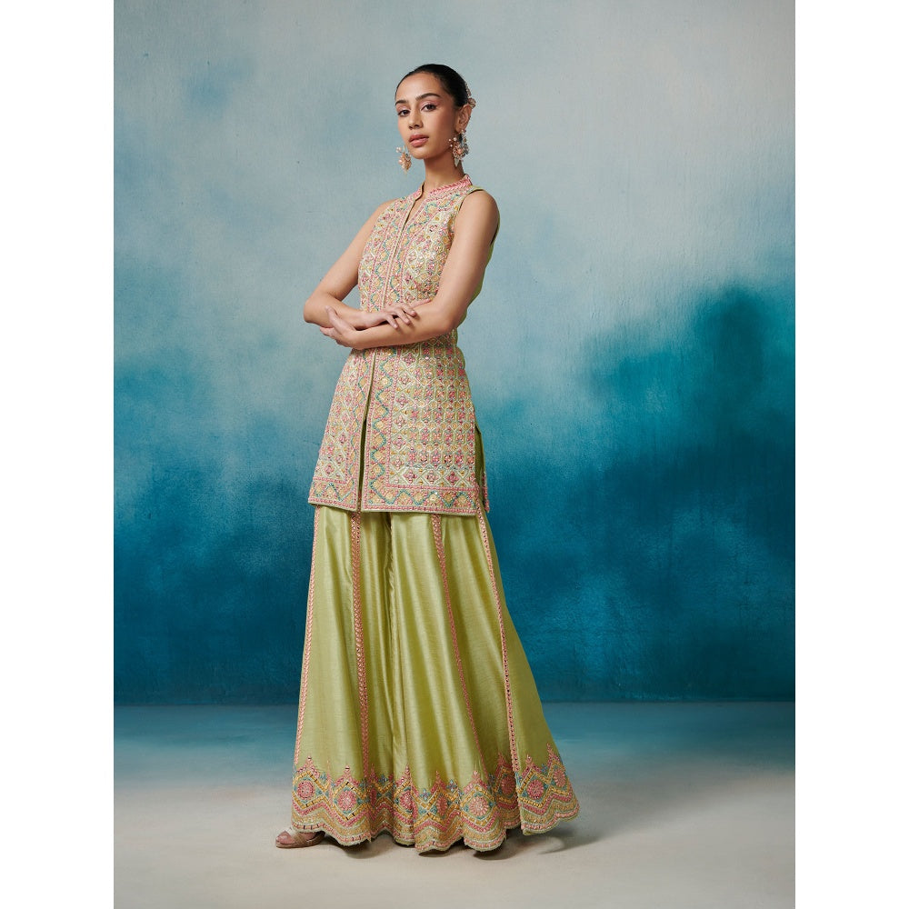 SUHINO Front Open Kurta Gharara & Dupatta (Set of 3)