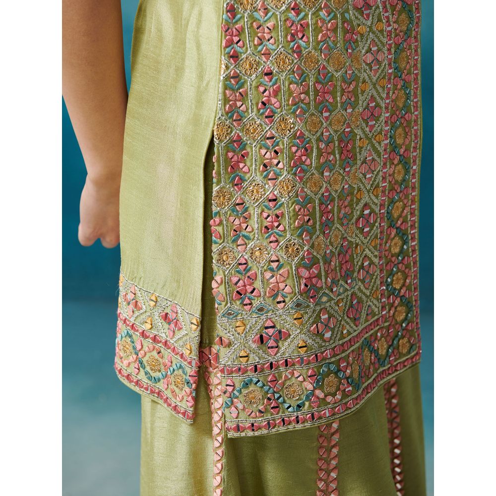 SUHINO Front Open Kurta Gharara & Dupatta (Set of 3)