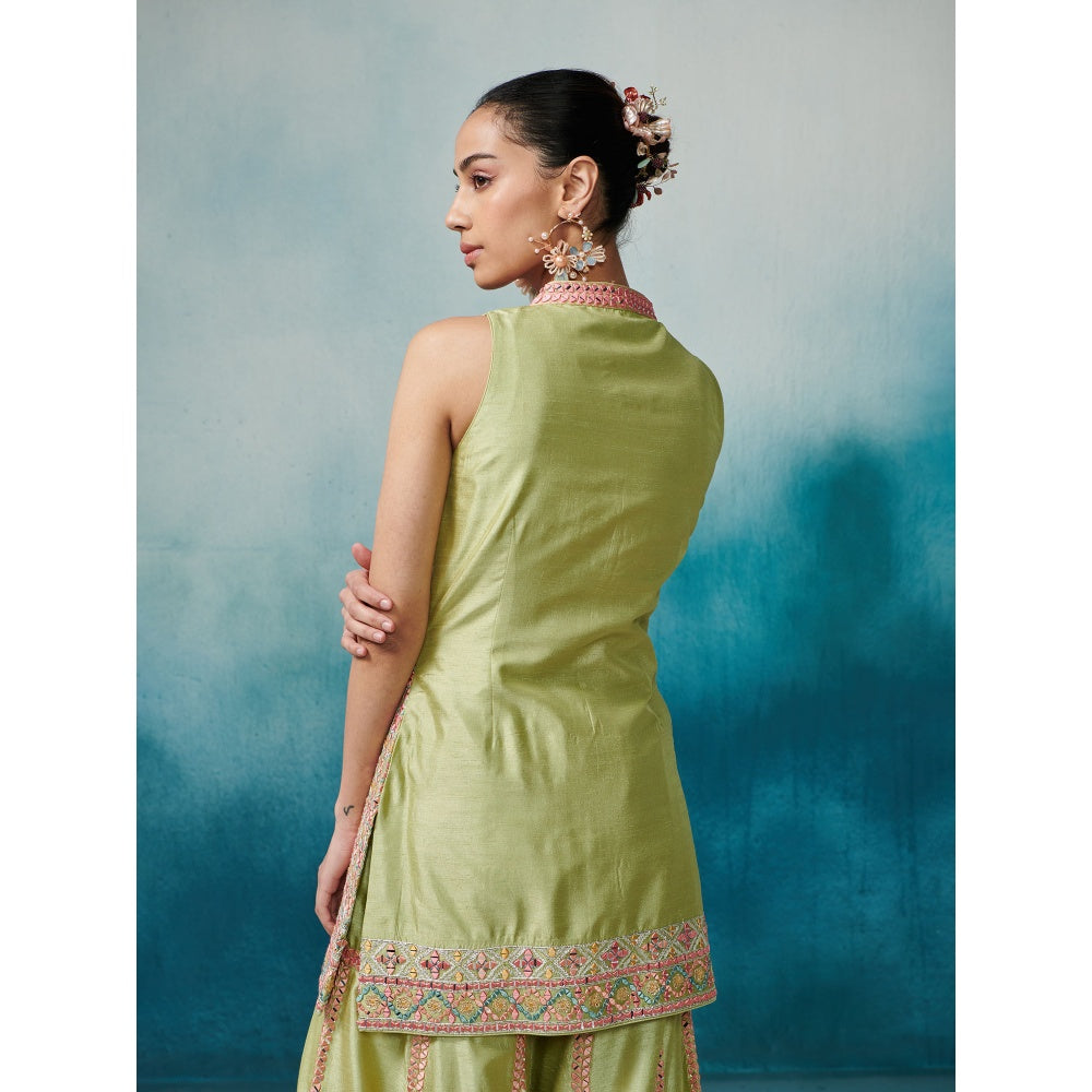 SUHINO Front Open Kurta Gharara & Dupatta (Set of 3)