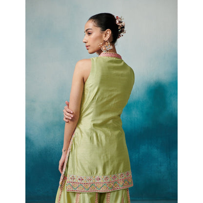 SUHINO Front Open Kurta Gharara & Dupatta (Set of 3)