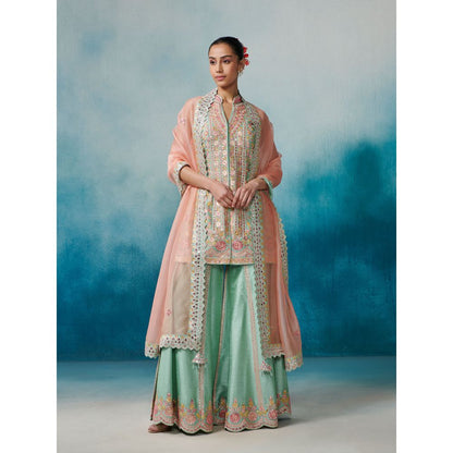 SUHINO Front Open Kurta Gharara & Dupatta (Set of 3)