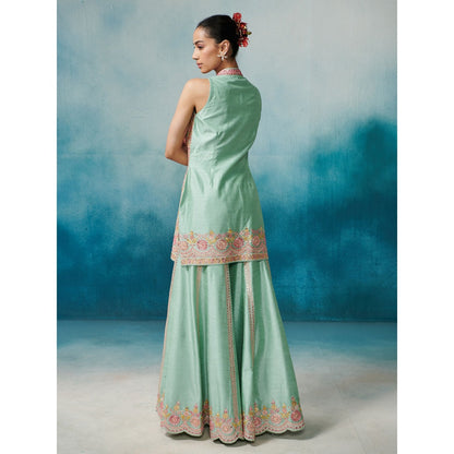 SUHINO Front Open Kurta Gharara & Dupatta (Set of 3)