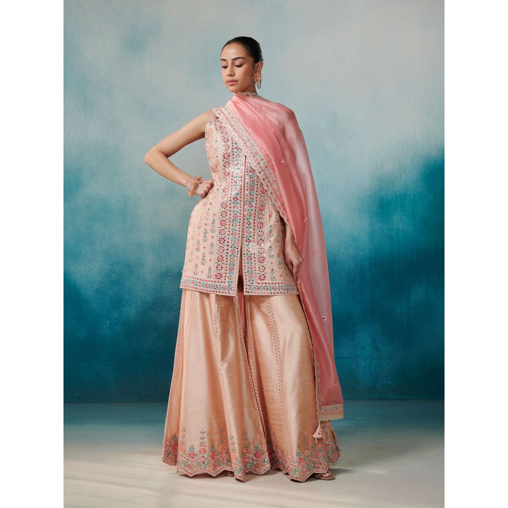 SUHINO Front Open Kurta Gharara & Dupatta (Set of 3)