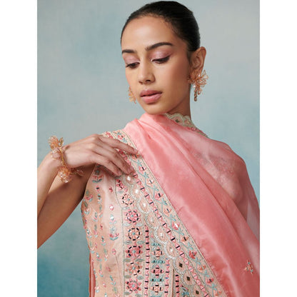 SUHINO Front Open Kurta Gharara & Dupatta (Set of 3)