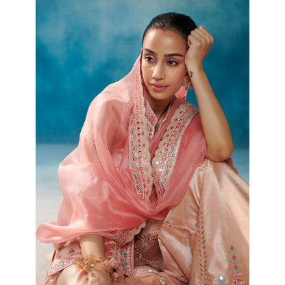 SUHINO Front Open Kurta Gharara & Dupatta (Set of 3)